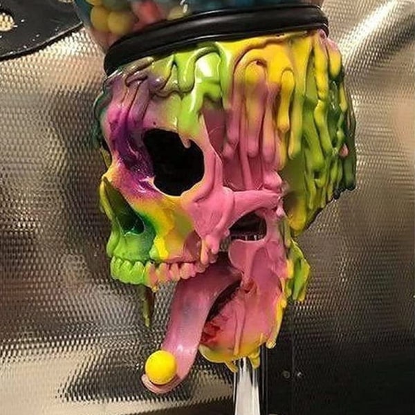 Bubble Gum Machine Färgglad Skull Candy Dispenser Halloween Desktop Ornament För Hem Vardagsrum Inredning A