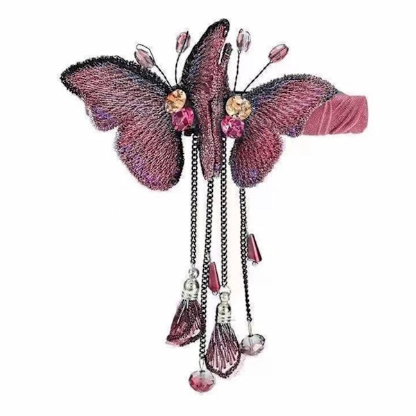 Temperament Butterfly Rhinestone Tofs Hårklämma Elegant Utsökt hårnål Purple