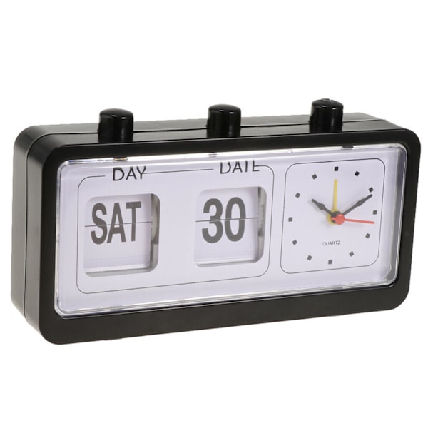 Retro kalender flip klocka sängkant fyrkantig klocka med 3 tryckknappar hushåll White