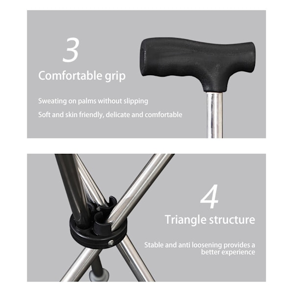 Foldbar stok med stol til seniorer og handicappede, kraftig justerbar vandrestav med sæde til udendørs brug