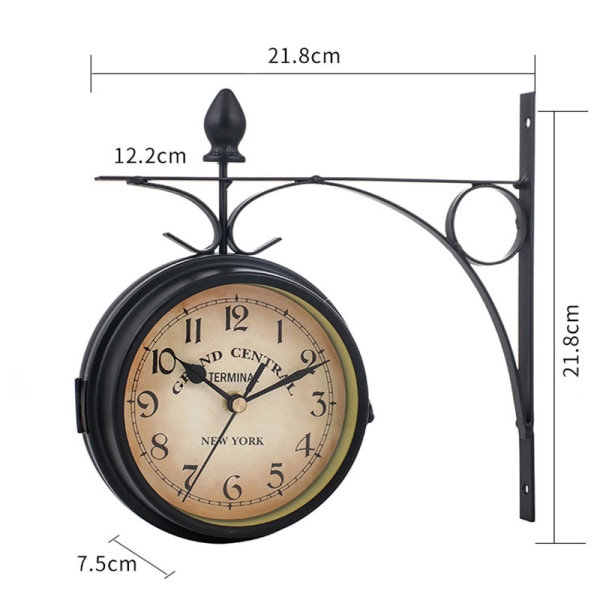 Utomhusfäste Klocka Trädgårdsstation Väggklocka Dubbelsidig klocka Svart/Vit White