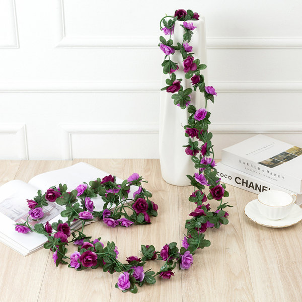 250CM Rose konstgjorda blommor Julgirland för bröllop Hemrumsdekoration Vår Höst Trädgårdsbåge DIY Fake Plant Vine Purple