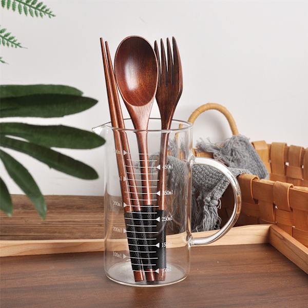 3st/ set Träbestick Gaffel Sked Ätpinnar Bestick Set Brown