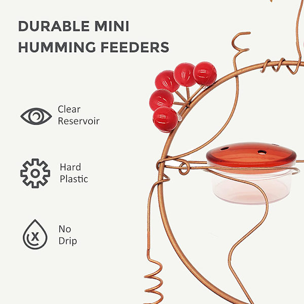 Kolibrimatare för utomhusbruk Unik design med röda bär Matningsanordning för hängande fåglar med abborre för trädträdgård Round Bird Feeder