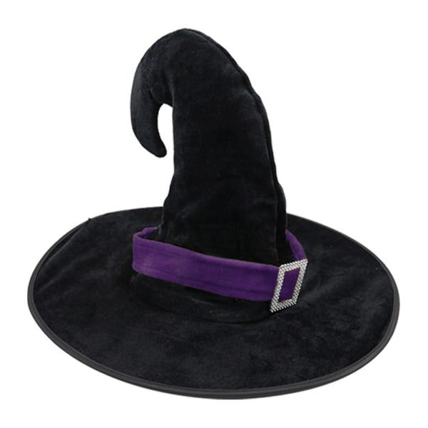 Halloween böjd hornhatt Festhatt Häxhatt Trollhatt Garnhatt Printed Pumpor Hatt Svart spetshatt Purple Webbing With Silver Buckle Angled Cap