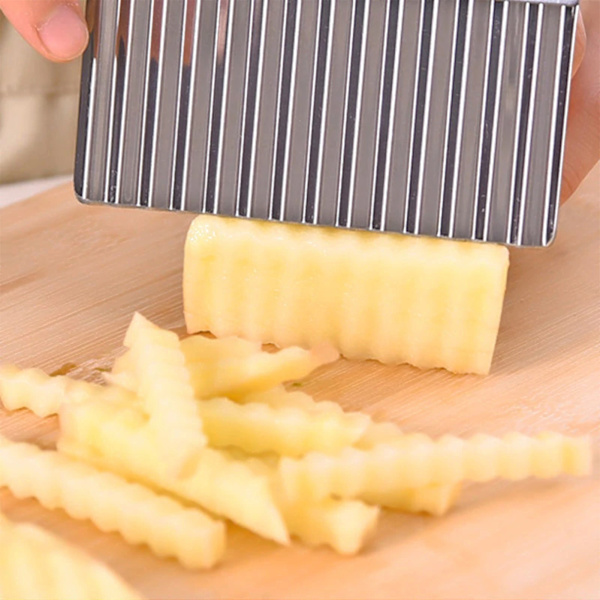 Rostfritt stål vågskärare manuell potatislök Crinkle Slicer för kök Random