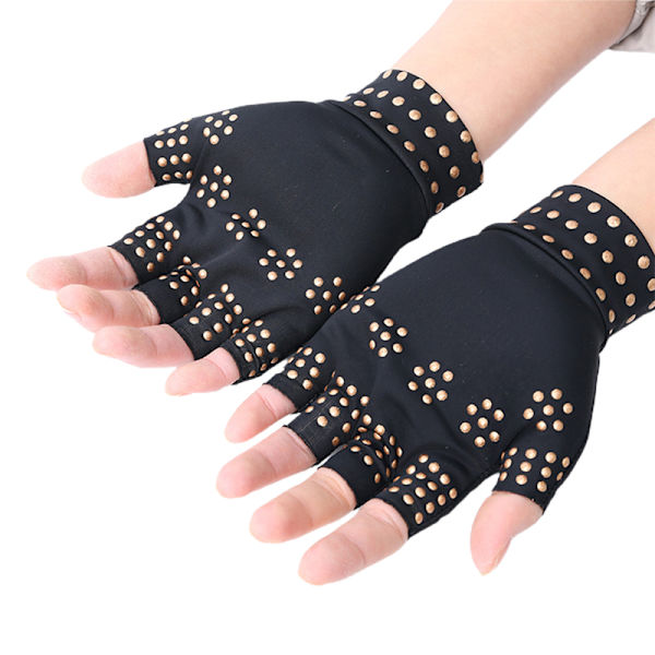 Kompressionshandskar Halvfingrar Träningshandskar Lätta Andningsbara Halkskyddshandskar För Fitness Black Gold Dot One Size