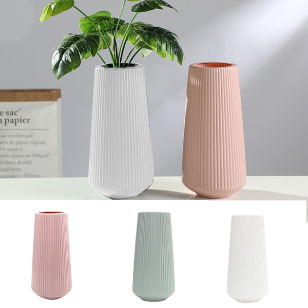 Okrossbara plastvaser Enkelt blomsterarrangemang Behållare Hemmakontor Desktop Modern inredning Nyskapande Dekorativ White