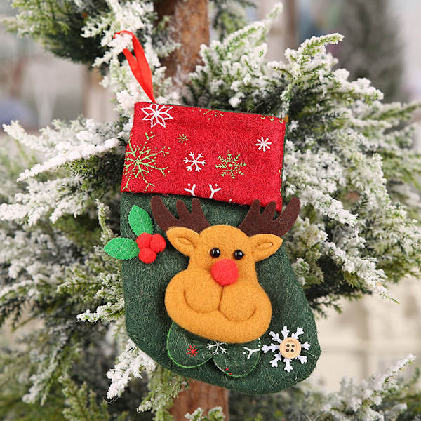 Julstrumpor Härliga broderimönster Hängstrumpor för familjens juldekoration Retro Elk