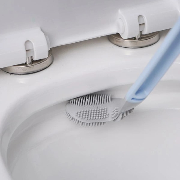 Toalettborste Vägghängande djuprengöringsborste med halkfritt långt handtag för badrumstoalett Blue 1pc