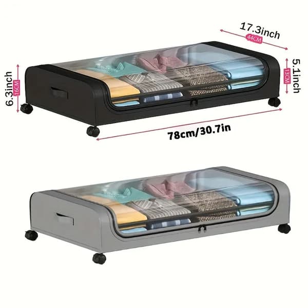 Sovrum Under sängen förvaringsbox Multifunktionell flyttbar case för hemmet Black arcrc Single