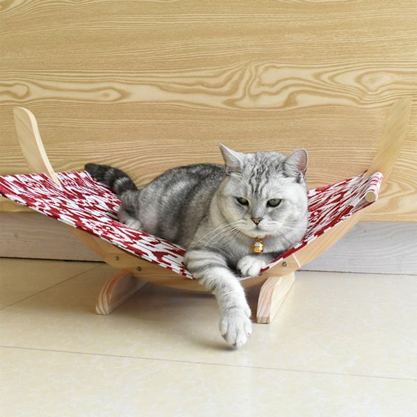 Katter Hängmatta Säng Andas Trä Vila Sova Mjuk Bekväm Husdjur Tillbehör Material