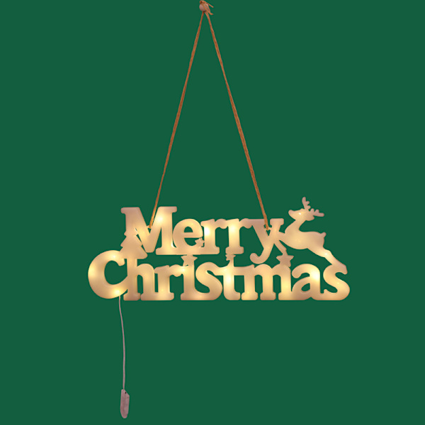 Merry Christmas Letters LED-lampor 45cm Hängrep Drivs av Knapp Batteri För Julfest Födelsedag Heminredning Warm White Built-in Button Battery