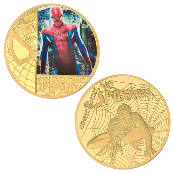 Spider-Man Coin Super Hero Jubileumsmynt Guldmetallmynt Souvenir för Samlare Fans Collection Five Combinations