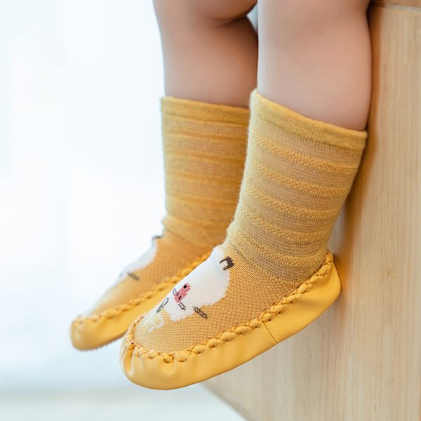 Djur för barns golvstrumpor för sommaren Halkfri prickig gummi Casual för pojkar Flickor Baby Yellow Sheep 13cm