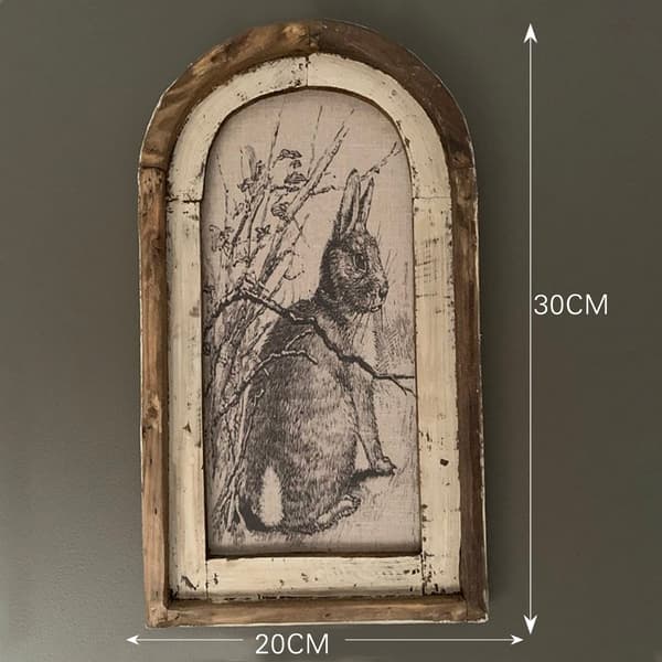 Påsk väggkonstdekor Rustik trähantverk Kreativ målningsprydnad för hem vardagsrum kontor Sitting Rabbit