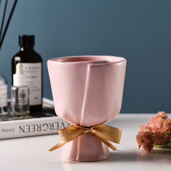Creatives Bukett Keramik Blomvaser Hem Modern Elegant Inredning Unik Design För Hemmakontoret Ornament Pink