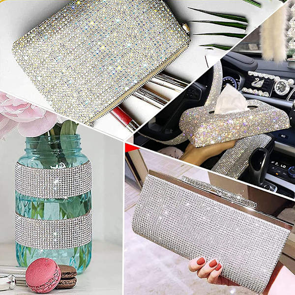 DIY Rhinestone självhäftande band Lätt att använda Kristaller Dekorationsremsor för hantverk Champagne 12 Rows