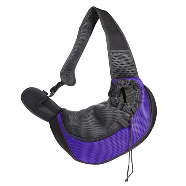 Pet Sling Bag Andas Mesh Justerbar Vadderad rem Outdoor Tote Axelväska för små husdjur Purple L