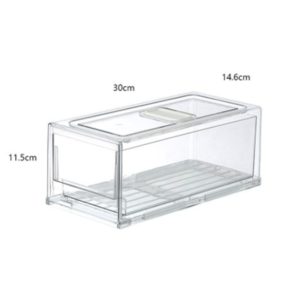 Rensa Kylskåp Förvaringslåda Låda Design Avloppsstapling Transparent Frukt Organizer Bin Hushåll With Partition Medium