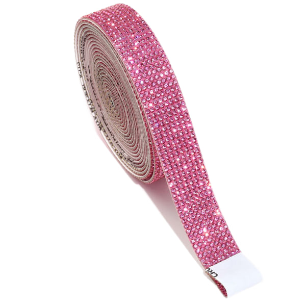 Glänsande Kristall Strass Tejp Crystal Rhinestone Tapes Stark Självhäftande Tejp för DIY-Dekoration Pink 1.5cm
