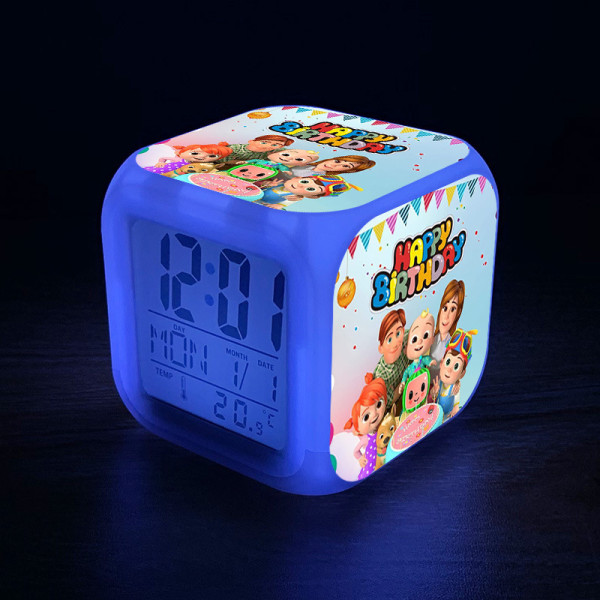 CoCoMelon7 Colors LED Digital Väckarklocka Multifunktionstermometer Byter nattljus 01