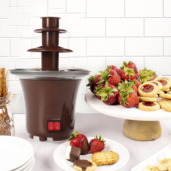 Mini 3-vånings chokladfonduefontän Lätt att montera Perfekt för Nacho Cheese BBQ Sauce Ranch Liqueuers UK