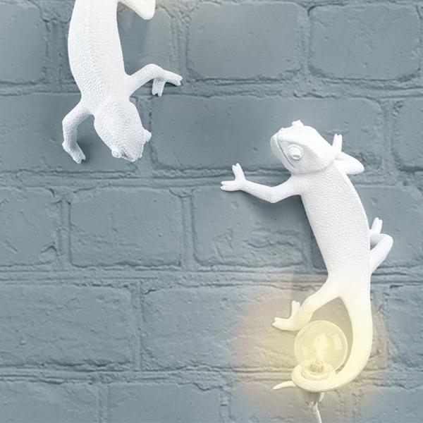 Chameleon Lamp Sovrum Resin Chameleon Skrivbordslampa Sänglampa Ljus Vägglampa EU Plug
