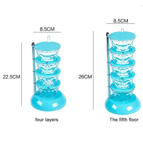 4/5-lagers kryddburkar med lock & sked Roterbar kryddkopp Klar ABS- organizer för smaksättning White Five Layers
