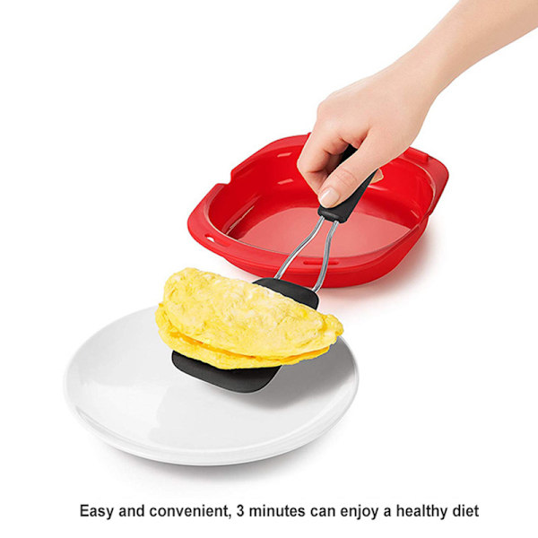 Mikrovågsugn Silikon Omelett Maker Äggrulle Bakplåt Pan Köksmaterial Red