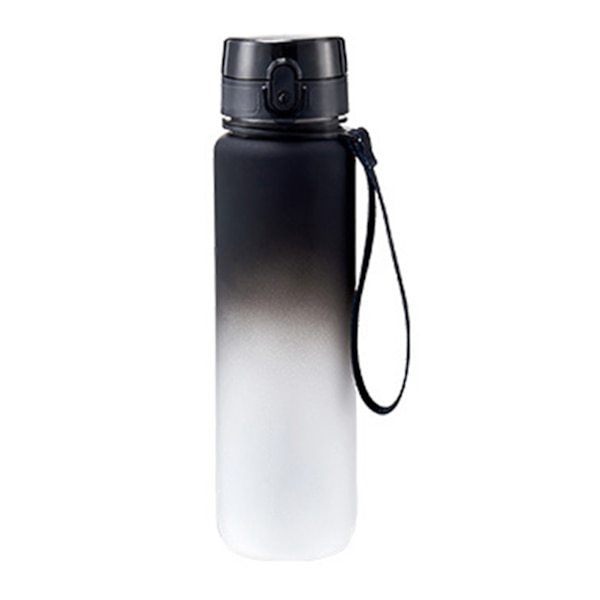 500ml/650ml/1000ml sportvattenkopp i plast Multifunktionell återanvändbar vattenkopp för fitness Black White 1000ml