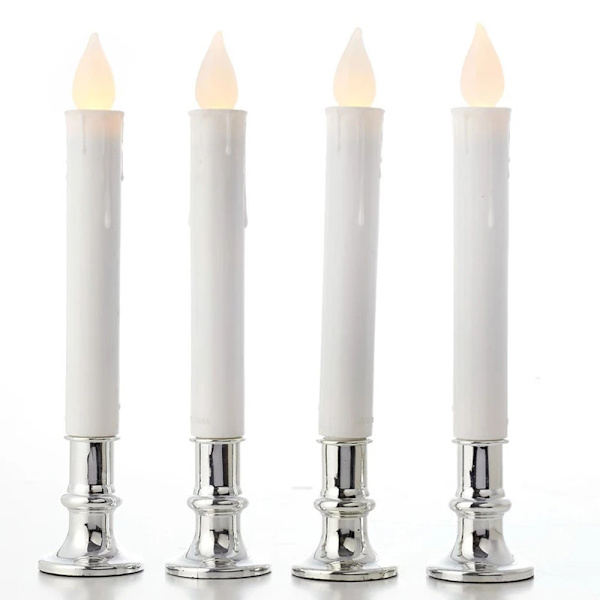 Lång stång Flameless LED värmeljus ljus Ljusa flimrande batteridrivna falska ljus Gold 4PCS