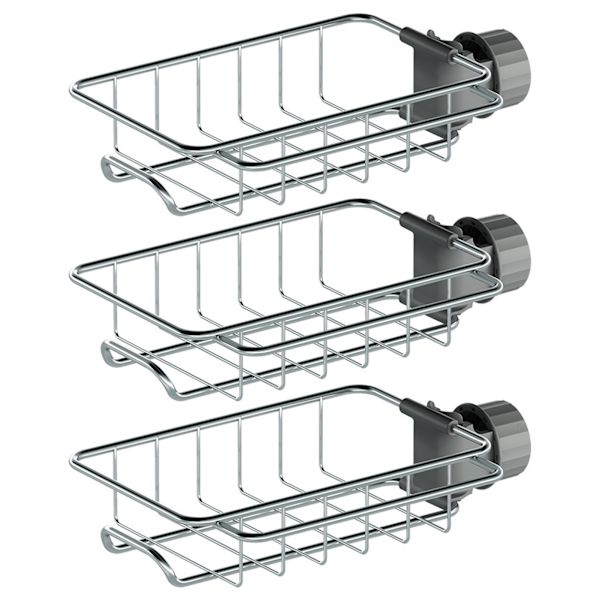 Svamp Holder Over Hane Køkkenvask Caddy Organizer Justerbar Rustfrit Stål Svamp Holder Til Køkkenvask 3pcs