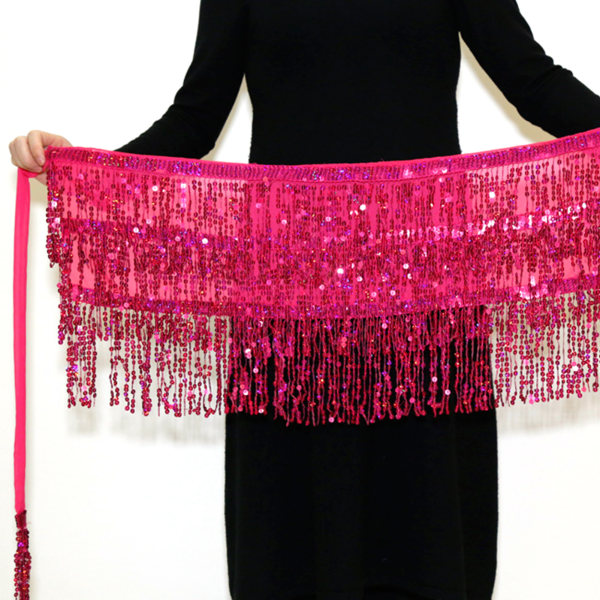 Dam Magdans Paljett Hip Scarf Boho Style Party Kostym För Dansfester Pieces of red