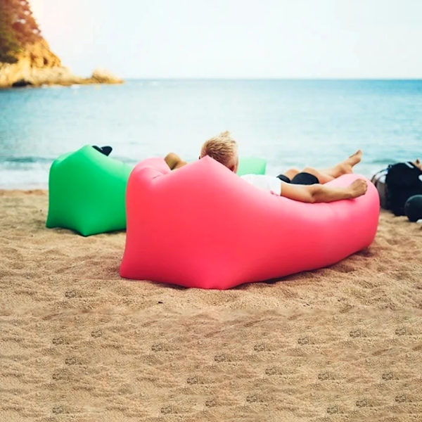 Utomhus Airs Uppblåsbar Soffa Väska Bekväm Stödjande Uppblåst Soffa För Strand Resor Red