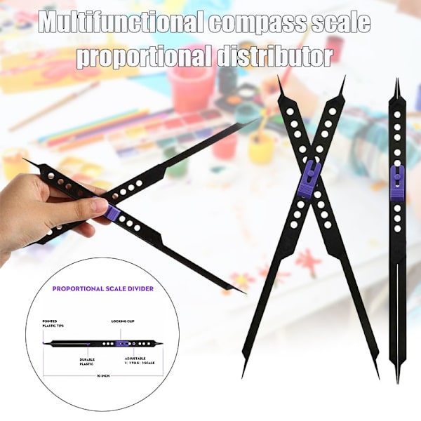 10 Inches Proportional Scale Divider Ritverktyg för konstnärer Justerbar plast Nytt