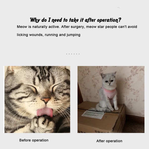 Sällskapsdjur operationskläder Katt Spay och kastrat kläder för återhämtning Väst Skjorta Pink M
