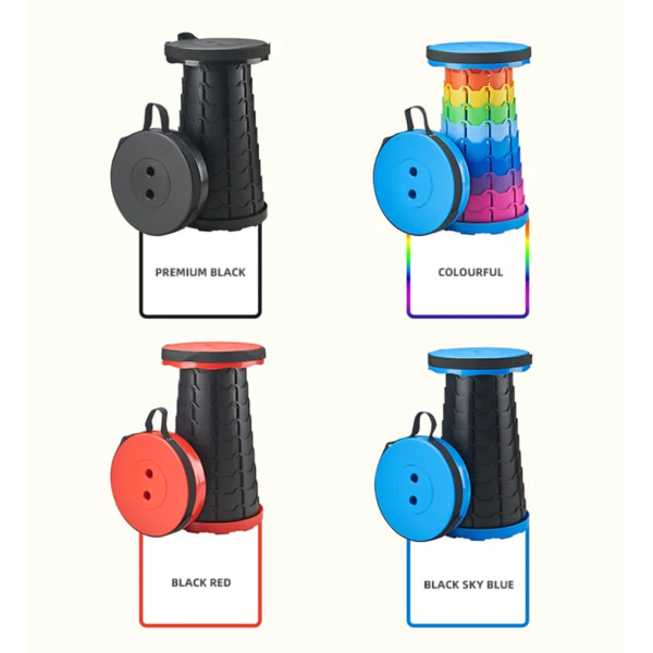 Bärbar Teleskopisk Fällbar Pall Lätt Bärbar Stol För Utomhuscamping RGB Blue