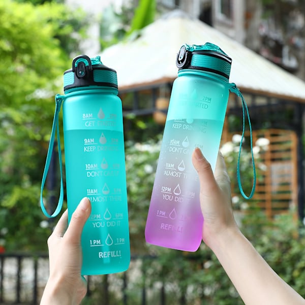 1000ML vattenflaska med sugrör Utomhussportmugg med bärrem för utomhuscamping Green