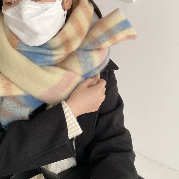 Rutigt mönster halsduk för student Fashionabla utskrift varm sjal för utomhus Green