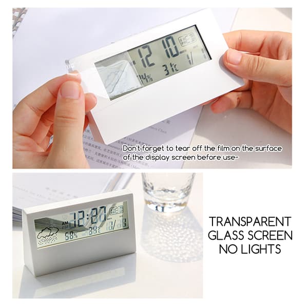 Digital Väckarklocka Luftfuktighet Temperatur Datum Kalender Multifunktionell Termometer Hygrometer Black Transparent