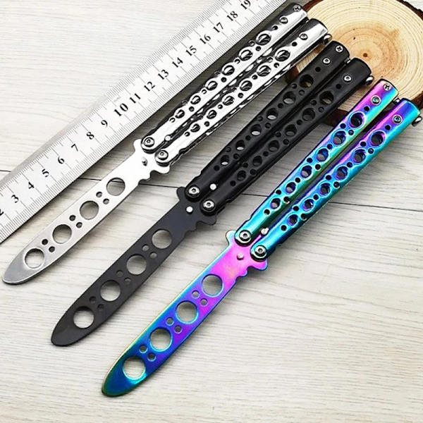 Nybörjare fjärilsskärare Sex-håls fjäril Övning skärare träningsskärare helstål okantad fjärils lekskärare Multicolour