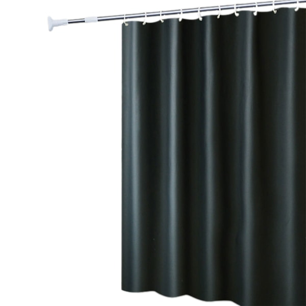Vattentät Duschdraperi Tjockna PEVA Tyg Lång Badgardin Snabbtorkande Gardiner Foder Med Krokar För Hem Pure Black 150*180