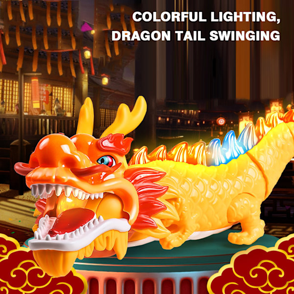 Elektrisk Swing Dragons dansleksak med färgglada ljus Roliga lätta ljud lätt leksak för pojkar flickor Dragon Dance