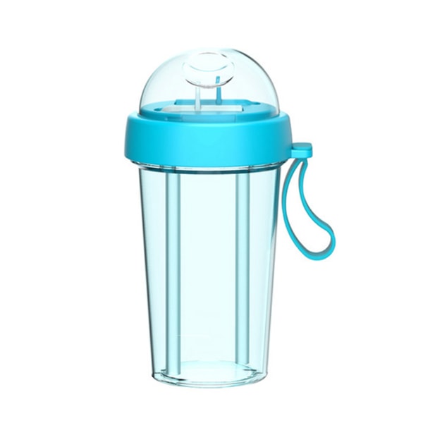 Dubbel drickskopp med två oberoende sugrör Läcksäker löstagbar vattenflaska för vuxna barn Blue
