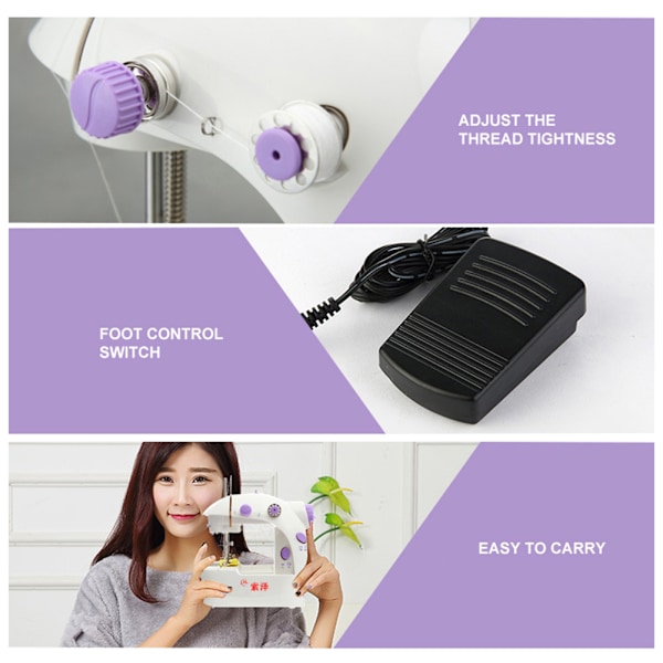 Hem Mini Sy Maskin Multifunktionell Bärbar Elektrisk Sy Maskin För Nybörjare EU plug