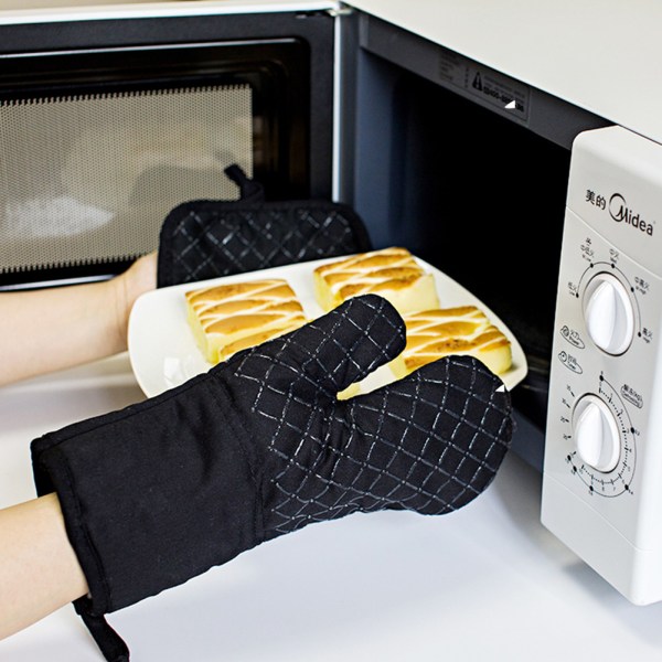 2/4 stycken extra långa ugnsvantar set Halkskyddande anti- skållningsvante för matlagning bakning Grey 2 pieces