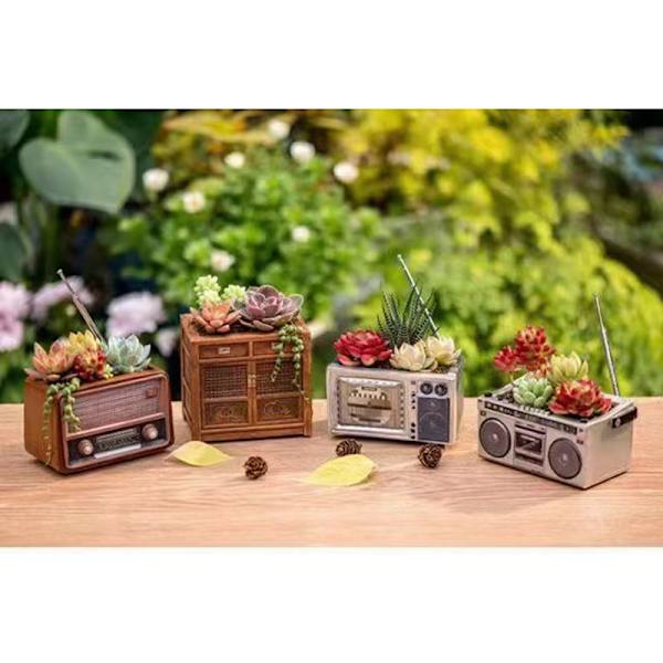 Krukor Planteringskärl Harts Retro Nyhet Kruka Desktop Balkong Växt Blomkruka för suckulent växt Behållare Heminredning Flower Pot For Recorder
