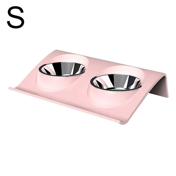 Skålar för sällskapsdjur i rostfritt stål Halkfria matskålar för hundar för katter Z-formad matningsverktyg för husdjur Pink Small