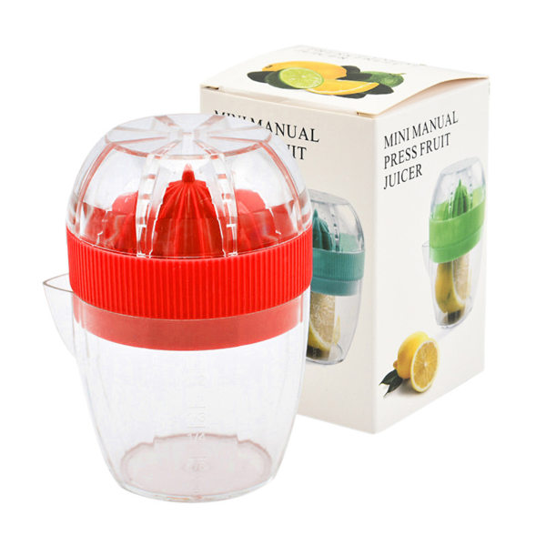 PP Plast Apelsin Juicer Citronpress Pressfrukt Juicing Cup Mini Manuell Juicer Red Color Box